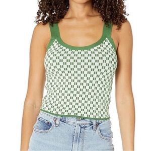 Abercrombie & Fitch Artichoke Broken Check Jacquard Scoop Neck Tank Top | Medium